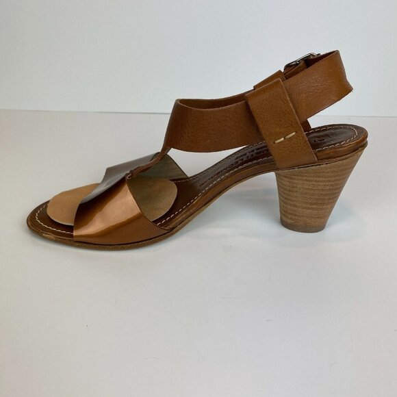 AGL Attilio Giusti Leombruni Heels Sandals 5.5‎ Brown Copper Patent Leather 35.5 - Picture 8 of 11